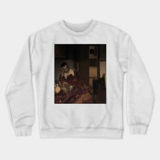 A Maid Asleep by Jan Vermeer Crewneck Sweatshirt